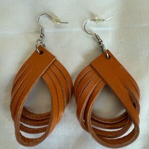 Lightweight Brown Leather Earrings